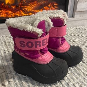 Sorel Fuchsia and Black Kids' Snow Boots